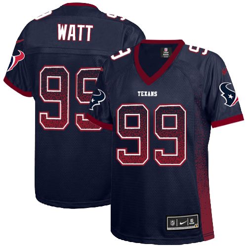 Women's Limited J.J. Watt Nike Jersey Navy Blue - #99 Drift Fashion NFL Houston Texans